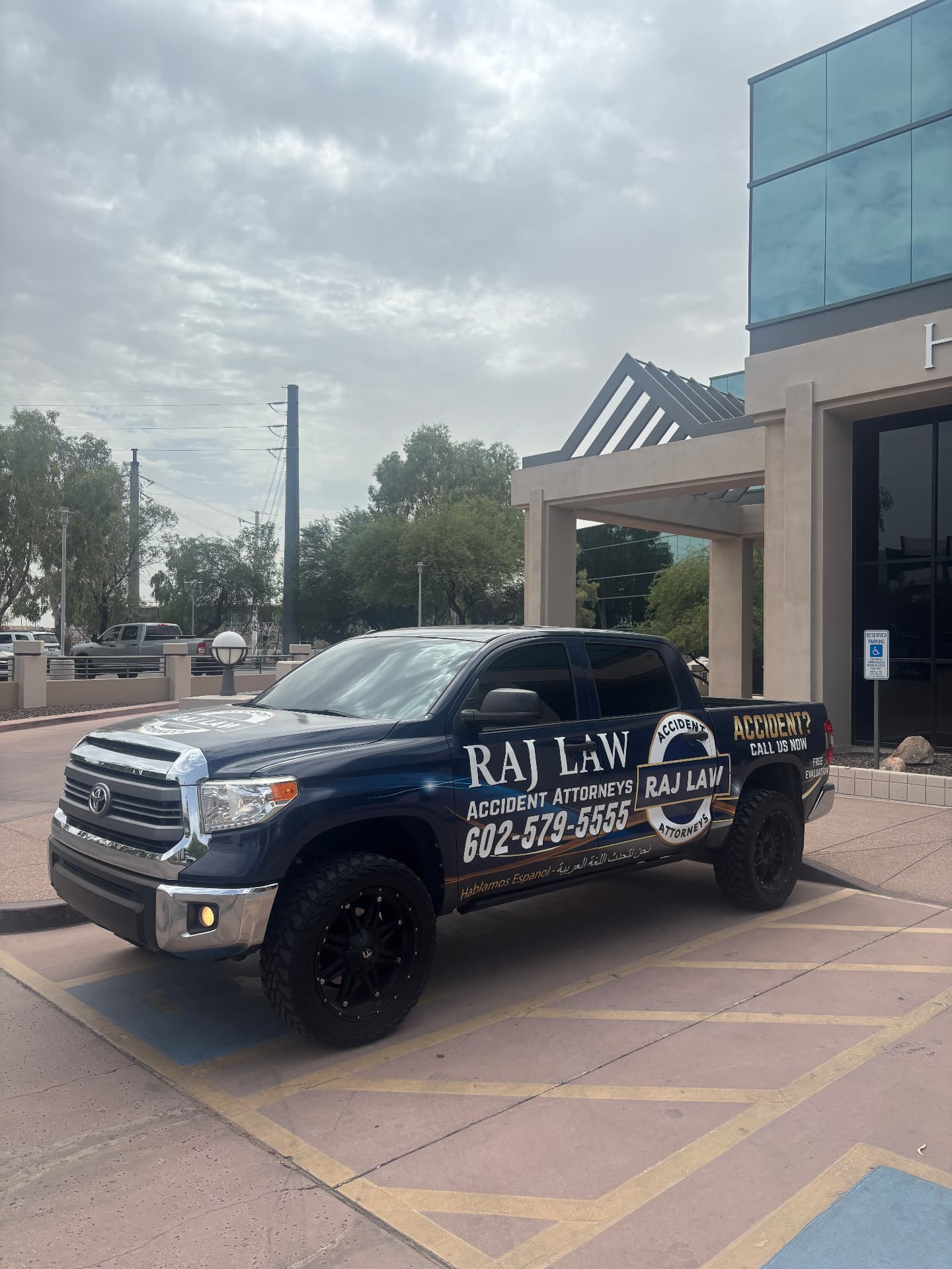 RAJ LAW branded truck