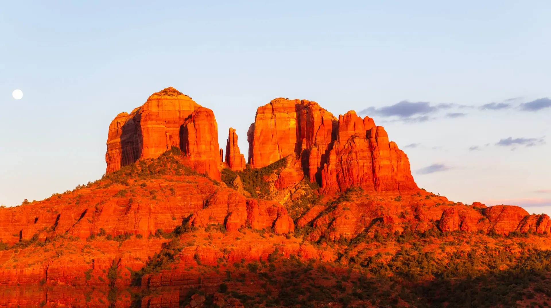 Arizona red rock formations at sunset